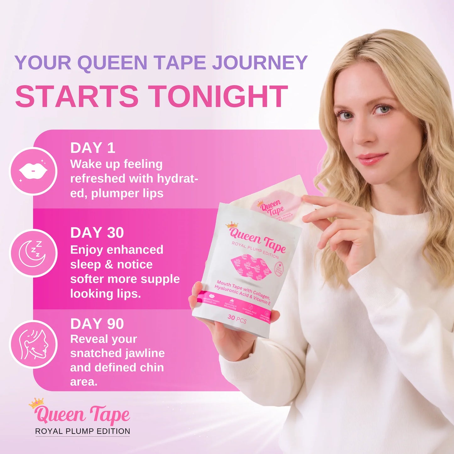 queen tape - hydrating collagen mouth tape